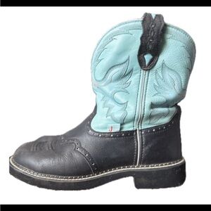 Justin boots Gypsy Cowboy Boots - Black and teal size 9 1/2 B